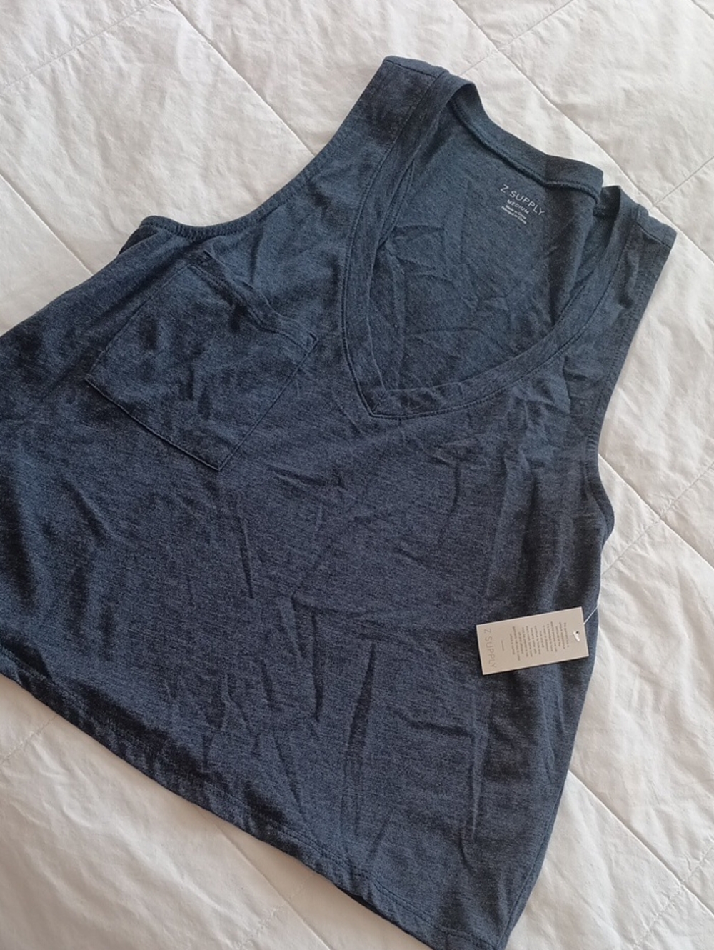 Z Supply Women's Charcoal V-Neck Pocket Tank Top